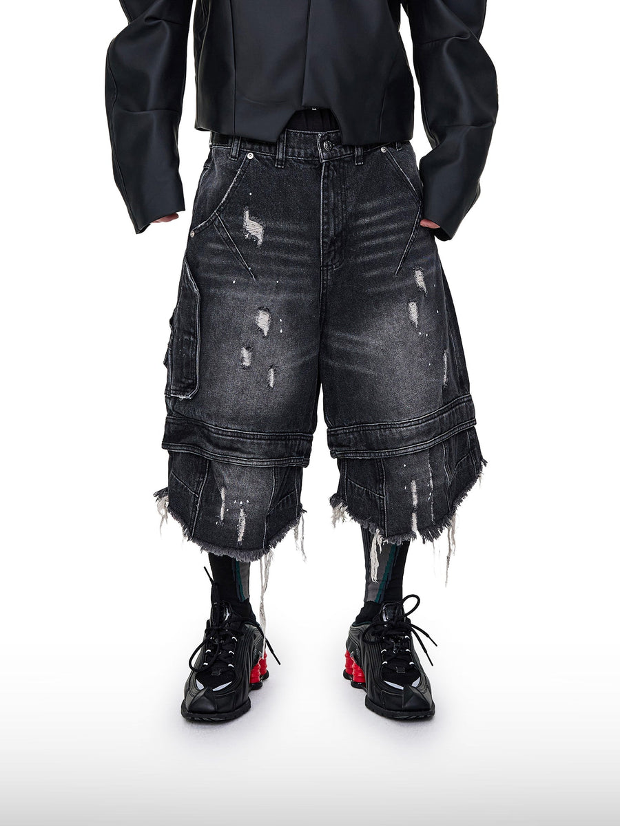 Grunge Denim Shorts